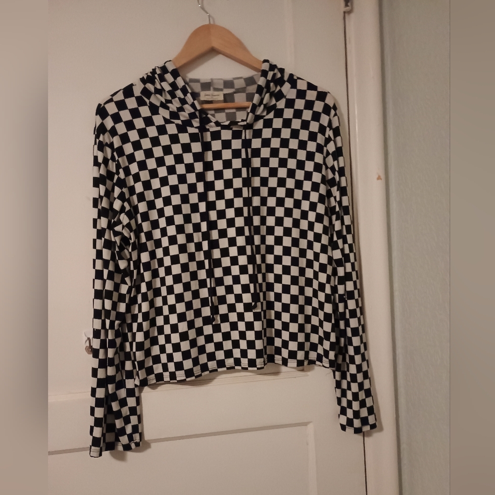 Black and White Checkered Hoodie